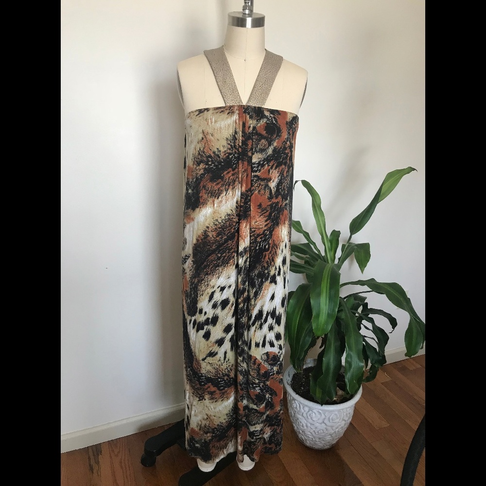 Animal print V-strap dress